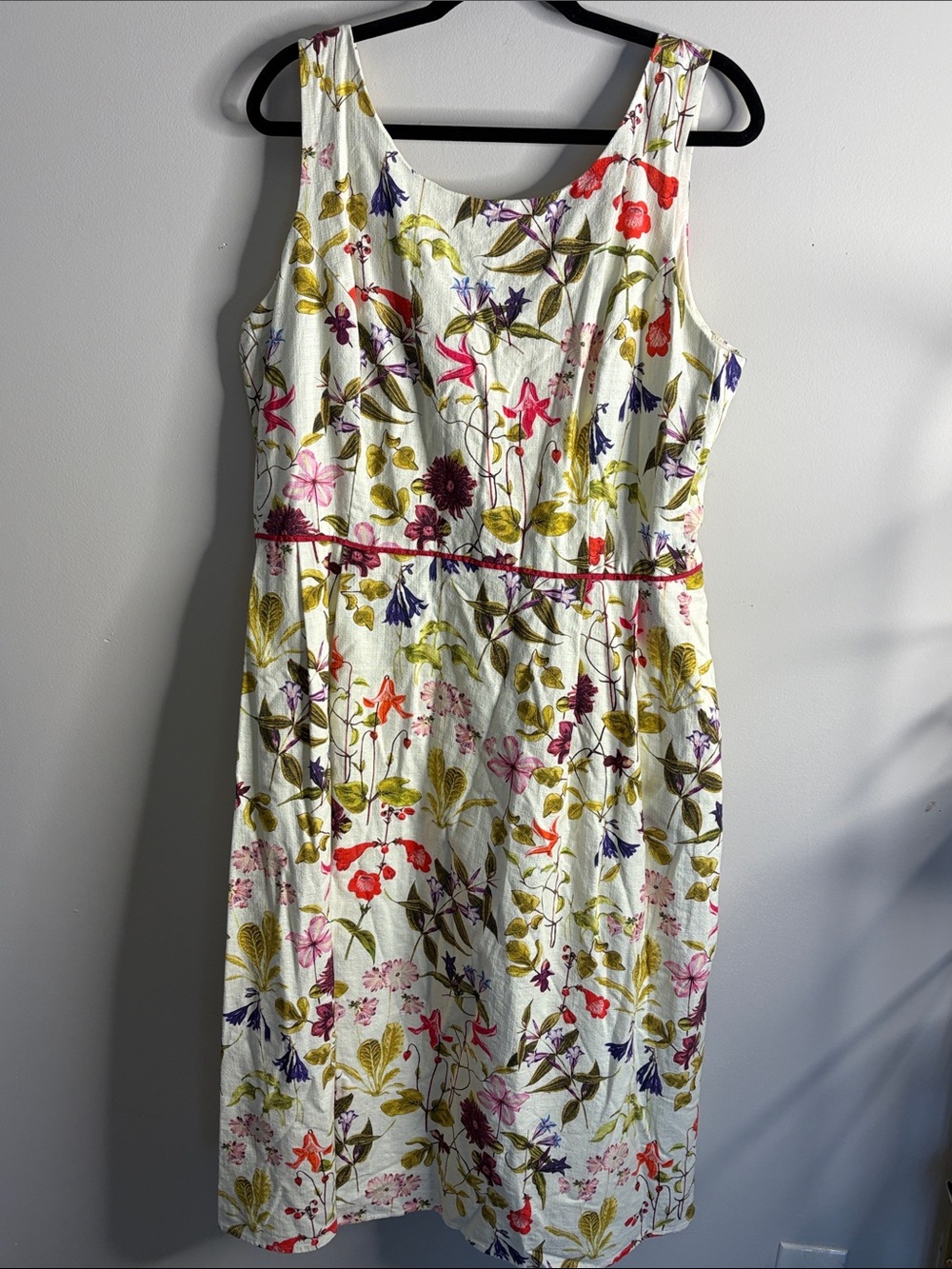 Lands' End Cream Dress with Pink Floral Trim